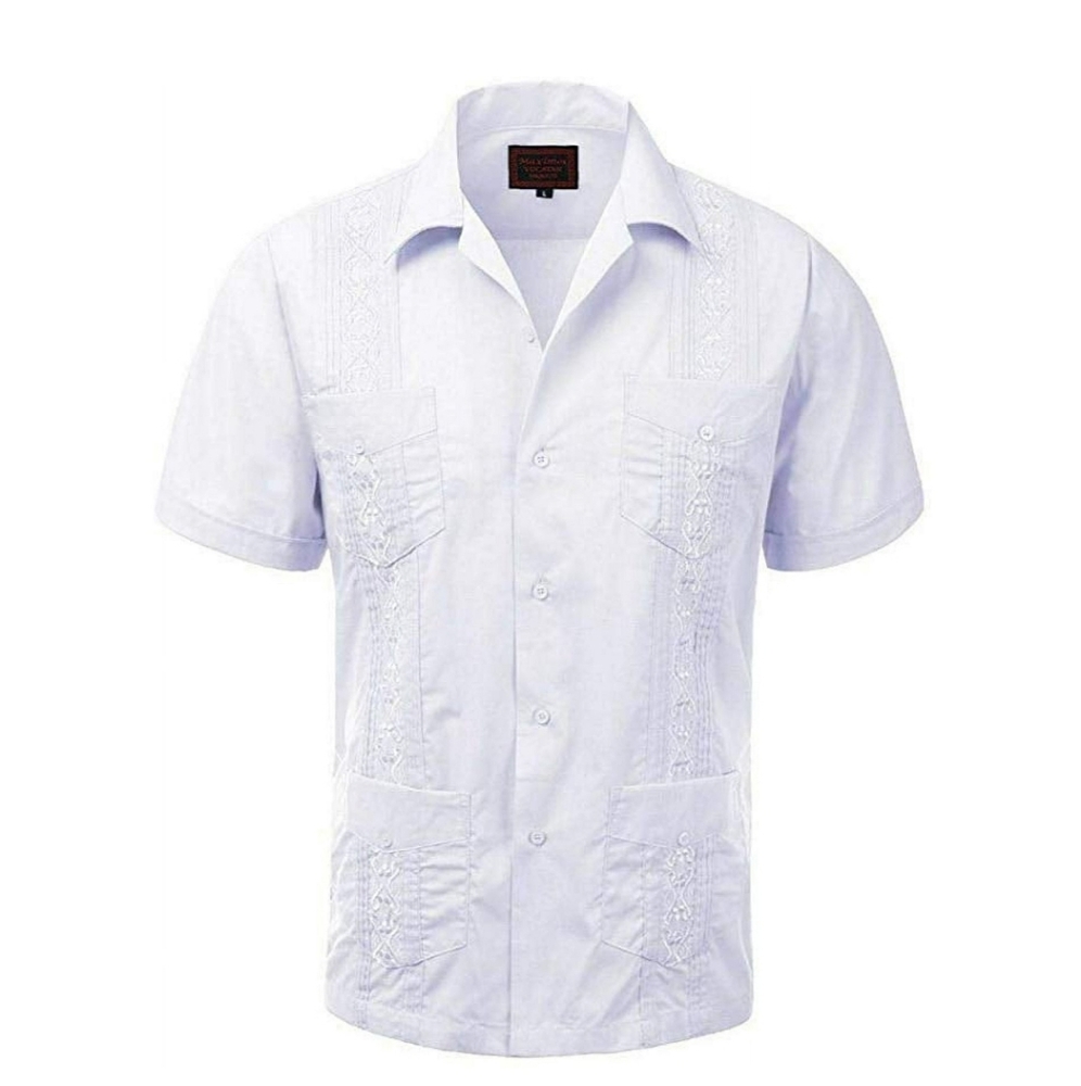 Maximos Men's White Button Down Shirt Guayabera Size 5XL
